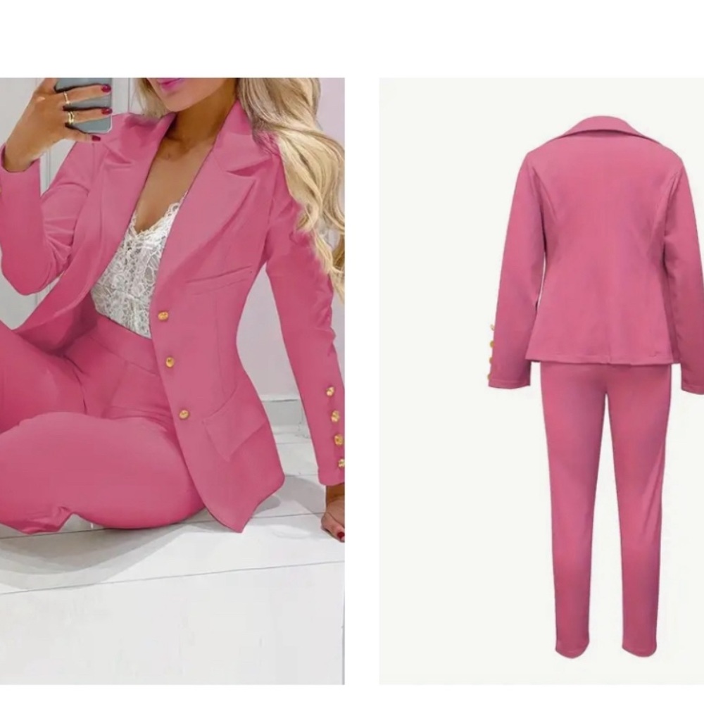 Pink career pant set